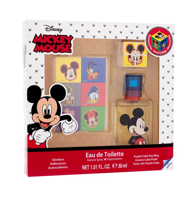 DISNEY Mickey Mouse rinkinys, kvepalai 30ml EDT + lipdukai + raktų pakabukas