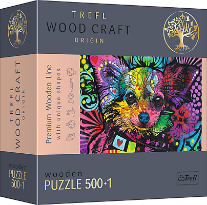 TREFL PUZZLES TREFL 500+1 det. medinė dėlionė „Spalvotas šuniukas“