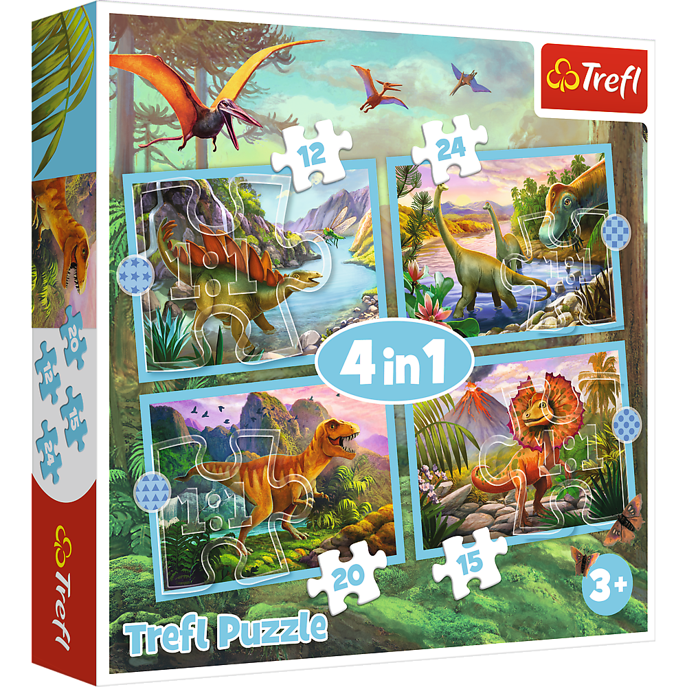 TREFL PUZZLES TREFL 12+15+20+24 dėlionių rinkinys „Dinozaurai“