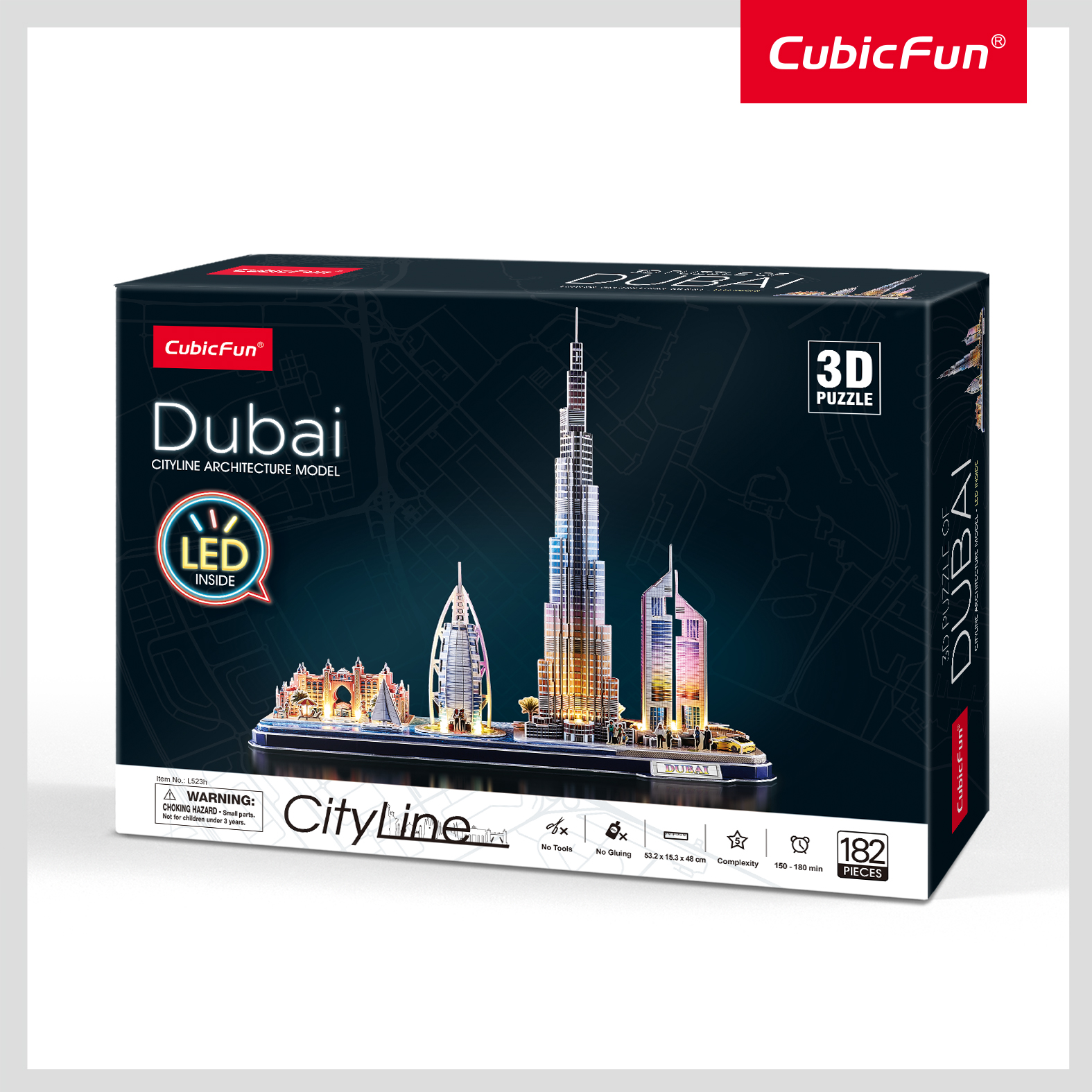 CUBIC FUN CUBICFUN City Line 3D dėlionė su LED (didelė)„Dubajus"